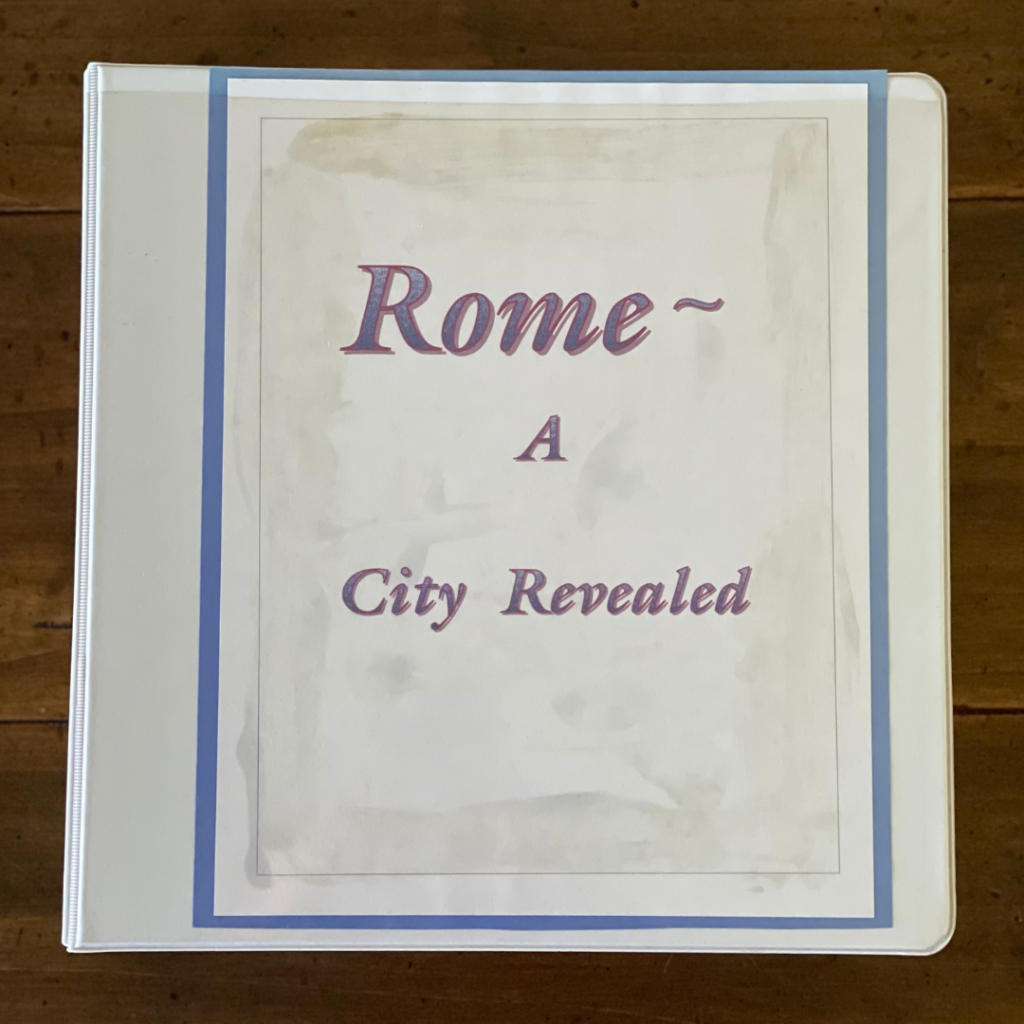 picture of my Roman Cities "journal," replete with old glue stains.